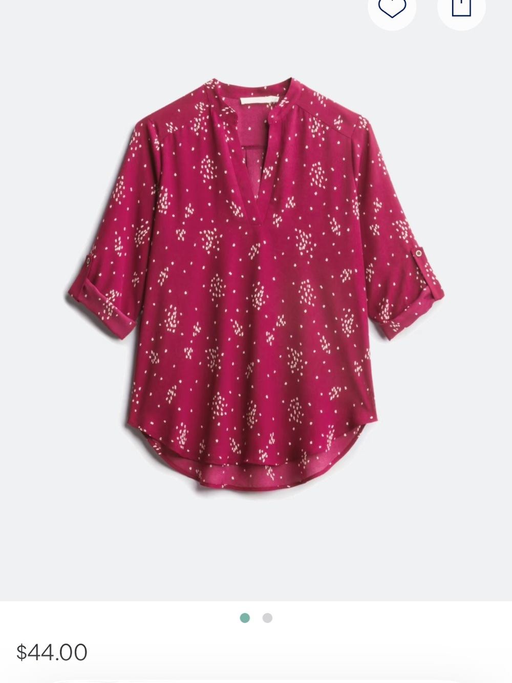 Lush Magenta Split Neck Blouse with White Dot Pattern